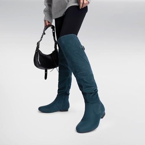 Image of DREAM PAIRS Women's Over The Knee Flats Slouch Thigh Boots