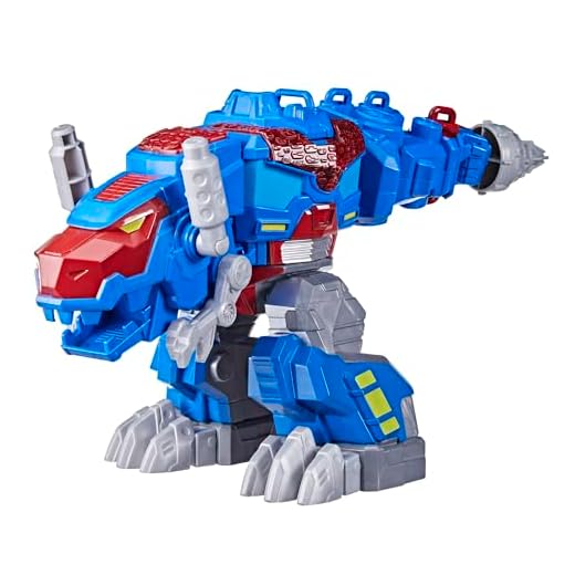 Transformers Dinobot Adventures Optimus Prime T-Rex Converting Toy with Lights and Sounds, 9+ Inch Action Figure, Ages 3 and Up (Amazon Exclusive)