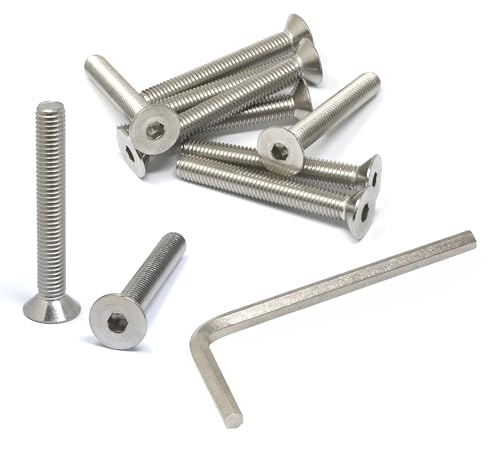 iexcell 10 Vis Inox 304 M8 x 60mm Pas 1.25mm Tête Fraisée Alvéolée