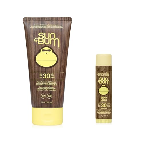 Sun Bum Sun Cream Lotion & Sunscreen Lip Balm Bundle, Original SPF 30 Sun Cream, Broad Spectrum Sunscreen (177ml) + SPF 30 Banana Sunscreen Lip Balm, Vegan and Cruelty Free Lip Care (4.25g)