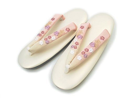 刺繍鼻緒 ウレタン底 草履≪乳白色≫フリーサイズ 着物 きもの 履物 草履 刺繍鼻緒 ウレタン底 草履≪乳白色≫フリーサイズ 着物 きもの 履物 草履