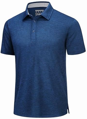 TACVASEN Men’s Golf Polo Shirts Short Sleeve Quick Dry Lightweight Casual Athletic Collared T-Shirts 3 Buttons