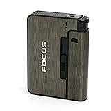 Piioket Automatic Ejection Cigarette Dispencer Case Box with Lighter Case Holder, Focus - Black