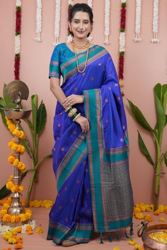 Image of SGF11 Women's Kanjivaram Pure Soft Silk Saree With Unstitched Blouse Piece