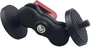 Durable Aluminum Alloy Double Ball Head Shoe Mount with 1/4 inch Tripod Screw for On Camera Monitor Accessory Part