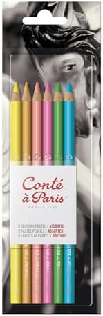 Conté à Paris - Set of 6 pastel pencils, bright tones, multi-colo...