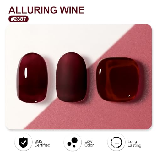 GAOY Dark Red Gel Nail Polish, 16ml Soak Off Gel Polish, UV Light Cure for Nail Art DIY Manicure at Home, 2387 Alluring Wine