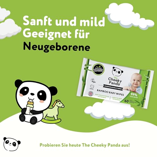 The Cheeky Panda Bamboo Biodegradable Baby Wipes | 99% Purified Water, Suitable for Sensitive Skin | Dermatologically Tested