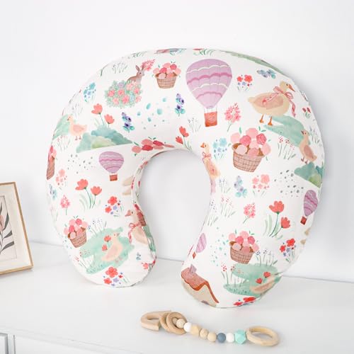 Image of TANOFAR Nursing Pillow Cover, Stretchy Removable Breastfeeding Pillow Cover, Ultra Soft Snug Fits On Newborn Feeding Pillow Case for Baby Girls, Farm