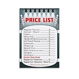 MKLOOQR Barbershop Price List Poster Hair Salon Service Menu Poster3 Canvas Painting Wall Art Poster for Bedroom Living Room Decor 24x36inch(60x90cm) Unframe-style