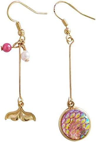 J&JGirls silver plated fashion cute left and right asymmetric small goldfish shape candy color earrings
