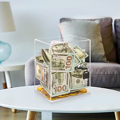 Large Clear Piggy Bank, Piggy Bank For Adults, Openable Piggy Bank Money Box With Key And Dog Stickers, Kids' Money Banks Coins Saving Pot Cash Container Box Coin Jar For Boys And Girls Gift #TOP6