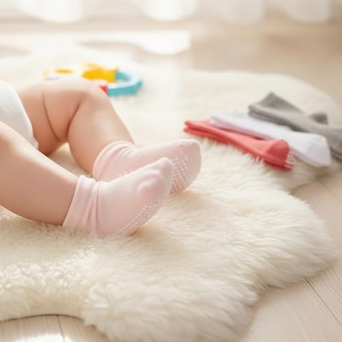 Image of MOMISY Baby Girl Boys children Non Slip Socks Toddlers Infant Warm Cotton Stretch Anti skid Socks-6 Pairs