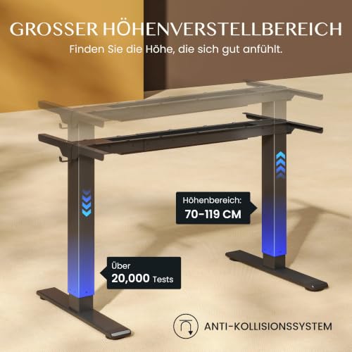 FLEXISPOT Höhenverstellbarer Schreibtisch Gestell E1 PRO mit Doppelmotor – Ansicht 6