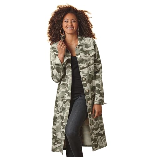 Masseys K Jordan Women's Long Destructed Cotton Jean Jacket