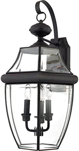 Quoizel Newbury 23" Outdoor Wall Lantern, 3-Light Medici Bronze with Clear Beveled Glass, French Country Style, ETL Wet Location