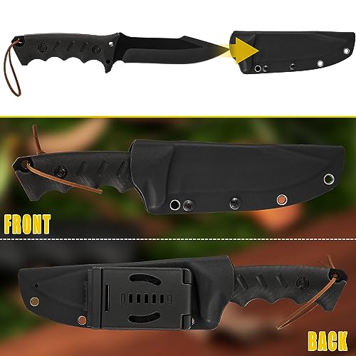 Brarvagur Fixed Blade Knife Full Tang with Kydex Sheath - Heavy Duty Outdoor Tactical Hunting Bushcraft Knives for Camping Adjustable Belt Clip (Heavygrip 4F) - Thumbnail 7