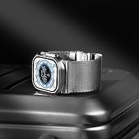 Tefeca Dual Series Armband für Apple watch/Apple Watch Ultra, Uhrarmband/Ersatzarmband Kompatibel mit Apple Watch（Silbergraues Nylon mit Silbernen Adaptern,Ultra breit 49/45/44/42mm） – Ansicht 4
