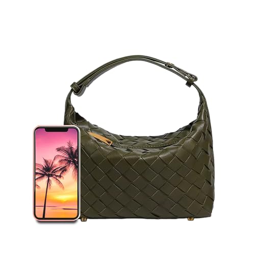 Woven Vegan Leather Mini Hobo Shoulder Bag