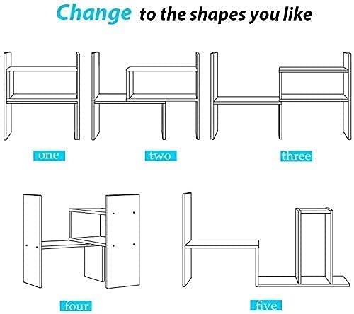 Infini Desktop Bookshelf Desktop Shelf Office Storage Rack Desktop Bookshelf Wooden Adjustable Display Shelf Multifunctional Creative Small Bookshelf Organizer (White) #TOP4