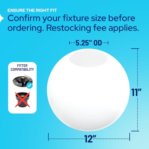 Image of KASTLITE 12 inch Clear Acrylic Lamp Post Globe with 5.25 inch Neckless Opening | Plastic Street Light Cover - Made in USA, UV Resistant - Outdoor Yard & Pathway Lighting Diffuser - Not Glass