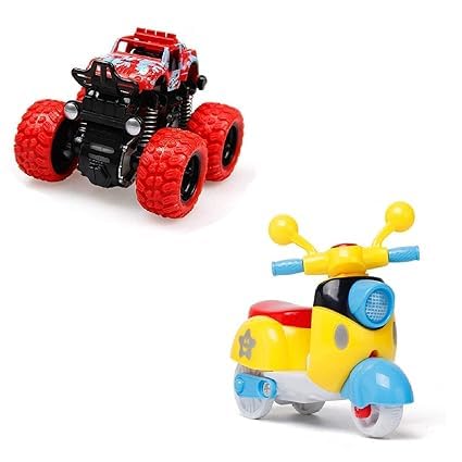 R Singh Mini Monster Trucks and Mini Scooter Toy Friction Powered Vehicle Toys for Kids, 1 Year Old Baby Push and Go Toy Vehicle, Scooter & Truck Toys Combo Pack of 1 Multicolor (B0DB5RGN7M) Amazon Price History, Amazon Price Tracker