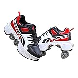 Skate Shoes Sneakers 2 en 1: Las ruedas ocultas pueden ser como zapatos deportivos normales después de esconderse, para que pueda ajustar los patines de rodillos, los patines no solo pueden patinar, sino que también se ejecutan.