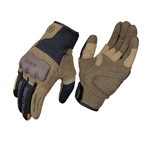 Image of Rynox Suede Urban Pro 2 Gloves - Cuff Length Motorcycle Riding Gloves | Impact Protection | Scaphoid Protection | Abrasion Resistance - Sand Black, Small, Motorsports
