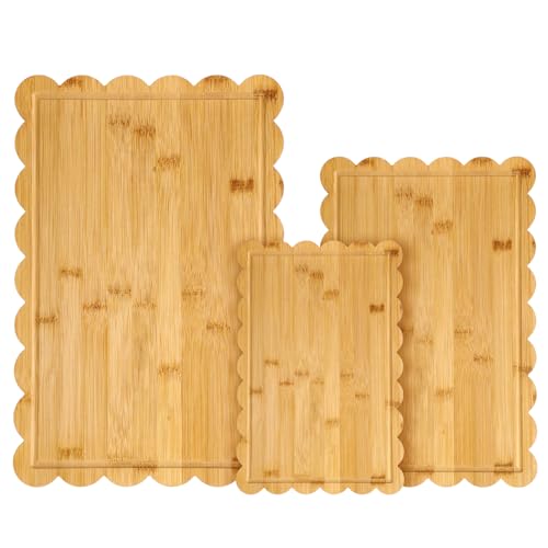 Set de 3 tablas de cortar de madera de bambú con surco miniatura 1