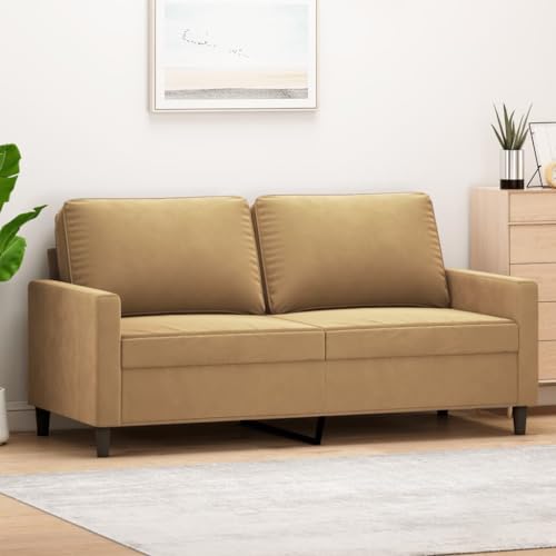 Emmtore Sofá de 2 plazas Terciopelo marrón 140 cm