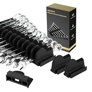 48 pcs MAGNETIC Modular Wrench Organizers for Tool Drawers – Wrench Rack with Metric&SAE Labels, Perfect Tool Storage Holder with Magnet. Gift for father, brother and boyfriend (Black with Magnets)