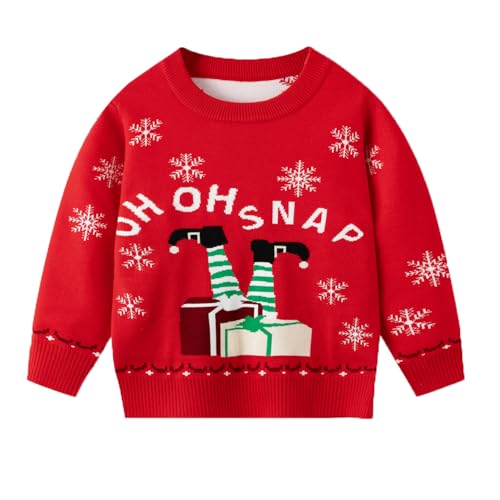 Image of Ugly Christmas Sweater Kids Girls Boys Reindeer Snowflake Knitted Xmas Holiday Pullover Sweater 2-9 Years Old