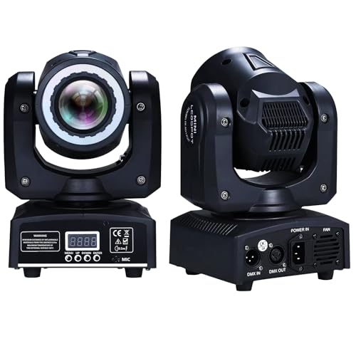 60W LED Moving Head Light, DJ Lights Stage Lighting with 8 GOBO RGB Color Mixing, Moving Head Light with DMX-512 and Voice Control, Suitable for Disco, Mobile DJ, Party, Wedding(1-Pack)