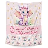 Dragon Blanket Gifts - 40x50 Inches Cute Throw Blanket for Babies, Kids, Boys & Girls - Pink Soft Fuzzy Blankets for Couch, Sofa & Bed