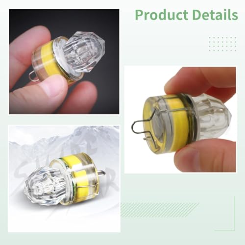 Chewtoyo 10 Pcs Drop Led Fishing Lure Lights, Shape, Waterproof for Saltwater & Freshwater, Wide Light Beam, Colorful Flashing Lights to Attract Fish
