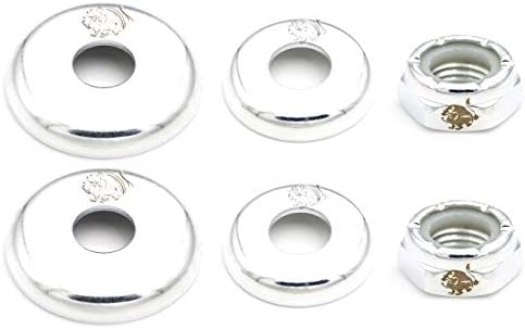 Skateboard Kingpin Nuts Truck Cup Washer Replacement Kit for Skateboard & Longboard Upper/Lower Bushing Washers Hardware Set (Silver)