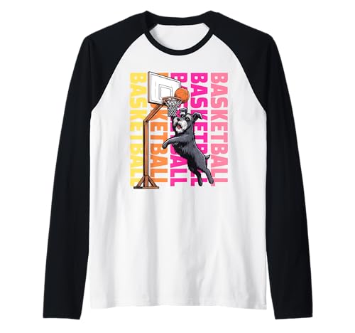 Schnauzer Basketball Sports Amoureux des Chiens Manche Raglan