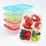 Earthshop_us 4 Pack Lunch Box BPA Free Plasti, 3 Compartment Lunch Containers Keep Food Fresh and...