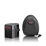 TUMI - Luggage Electric Travel Adaptor Plug with Ballistic Case - International Universal AC USB Power Converter - Black