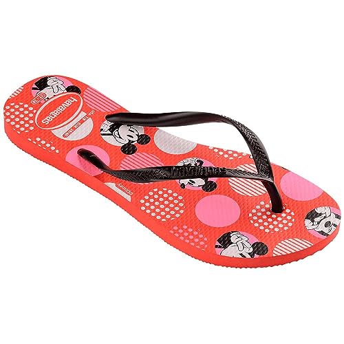 Chinelo Slim Disney, Havaianas, Meninas, Vermelho Crush/Preto, 27/28