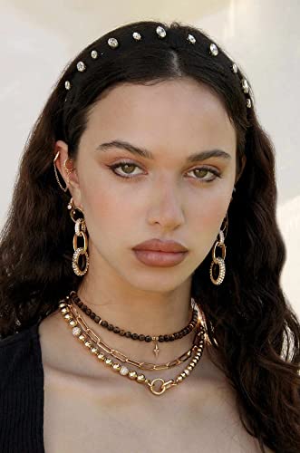 Pearlada Tiger Eye Beaded Choker, Healing Crystal Necklace For Women, 18K Gold Star Charm Pendant Necklace #TOP4