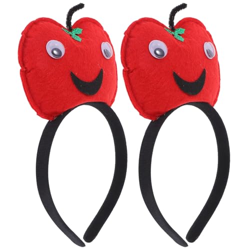 COLLBATH 2 Pièces Lot de Serre-têtes Pomme Rouge Polyester Doux Accessoires Cheveux Fille pour Carnaval Déguisement Cosplay et Fêtes à Thème