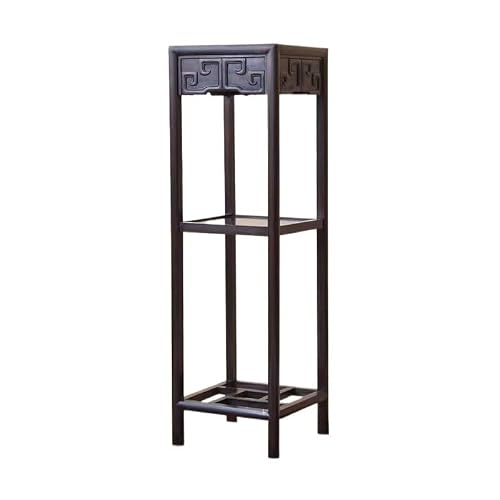 ZENY896V Home Multi Layer Square Redwood Display Stand, Chinese Antique Style Corner Bonsai Base Decor