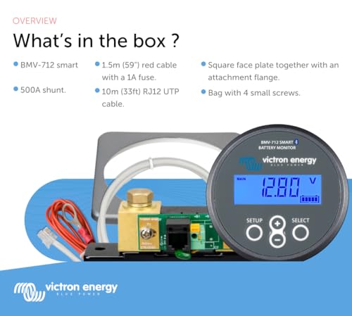 Image of Victron Energy BMV-712 Smart Battery Monitor with Shunt - 6.5-70 VDC | Display, Bluetooth and Detailed in-App insights- Grey