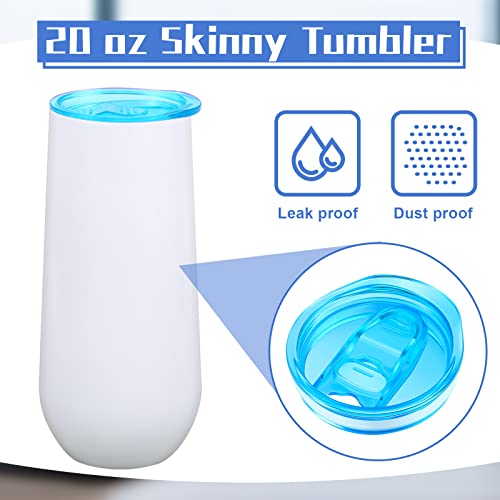 2 Pcs 20 Oz Skinny Replacement Lids Tumbler Replacement Lids Plastic Splash Resistant Lids Covers Spill Proof Skinny Tumbler Lid Cup Covers For Mouth Tumbler Cooler Cup (Green, Light Blue) #TOP4