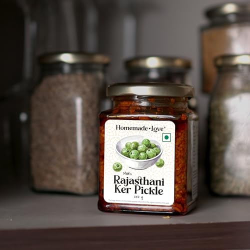 Image of Homemade Love Rajasthani Ker Pickle in Mustard Oil (250g) | Traditional Indian Pickle crafted with Sun dried Ker berries, cold pressed mustard oil, Hing, Fennel and Red Chilli | No Artificial Preservatives | Spicy & Tangy homemade Achar