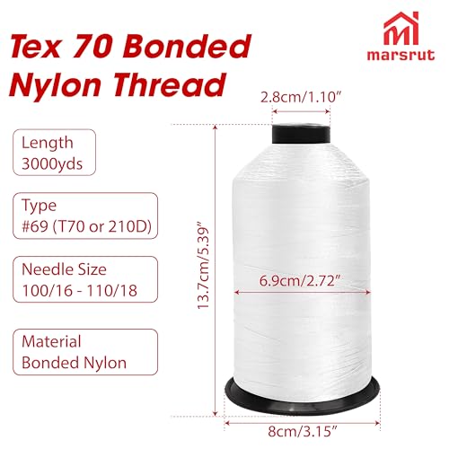 Hilo Nylon Bonded Tex 70, Tamaño 69, 3000 yd, Blanco miniatura 2