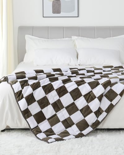 Stiio-Sherpa-Fleece-Weighted-Blanket-for-Adults-15-lbs-Queen-Size-Checkered-Pattern-Soft-Fuzzy-Warm-Weighted-Blankets-for-Calm-and-Sleep-Decorative-Heavy-Blanket-48x-72-Plaid-Green