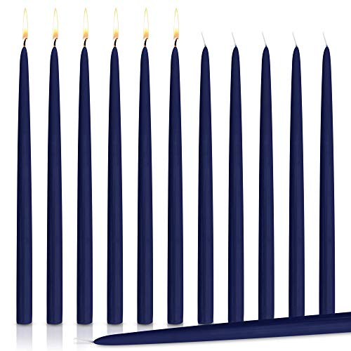 Elegant Navy Blue Dripless Taper Candles 12