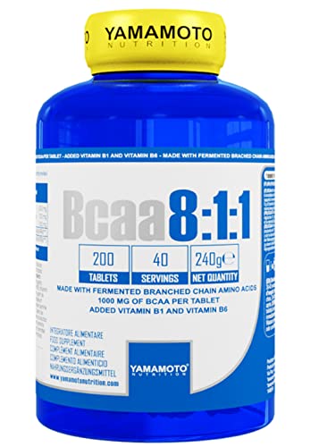 YAMAMOTO Bcaa 8:1:1 200 compresse + vitamina B1 e B6 - aminoacidi ramificati 811 per aumento massa muscolare